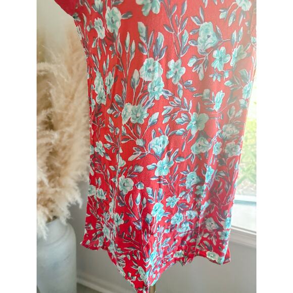 Anthropologie Meadow Rue Red Floral Cap Sleeve Top XS Feminine Boho Blouse - Picture 4 of 9